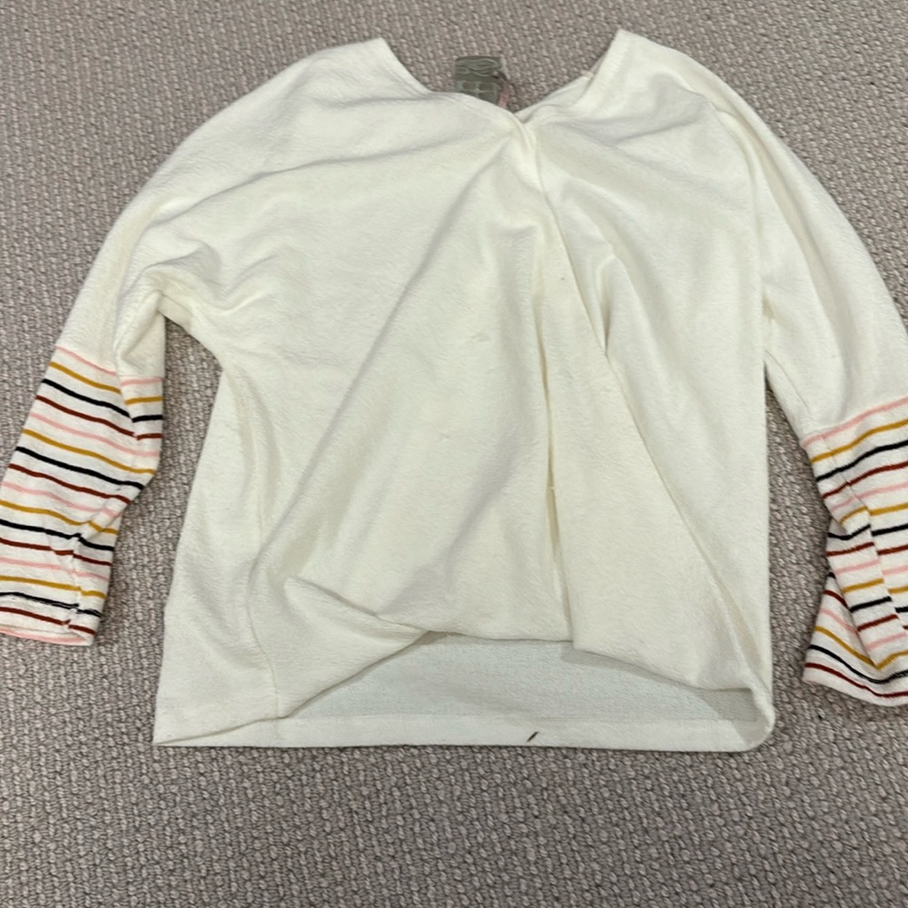 Girls, Rainbow Sleeved Sweater with a Cream Colored Main Section, Good Condition